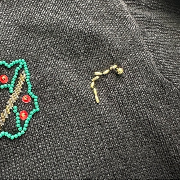 Vintage Arriviste Cardigan Holiday Ugly Christmas Sweater Beaded Black XL - Picture 12 of 13